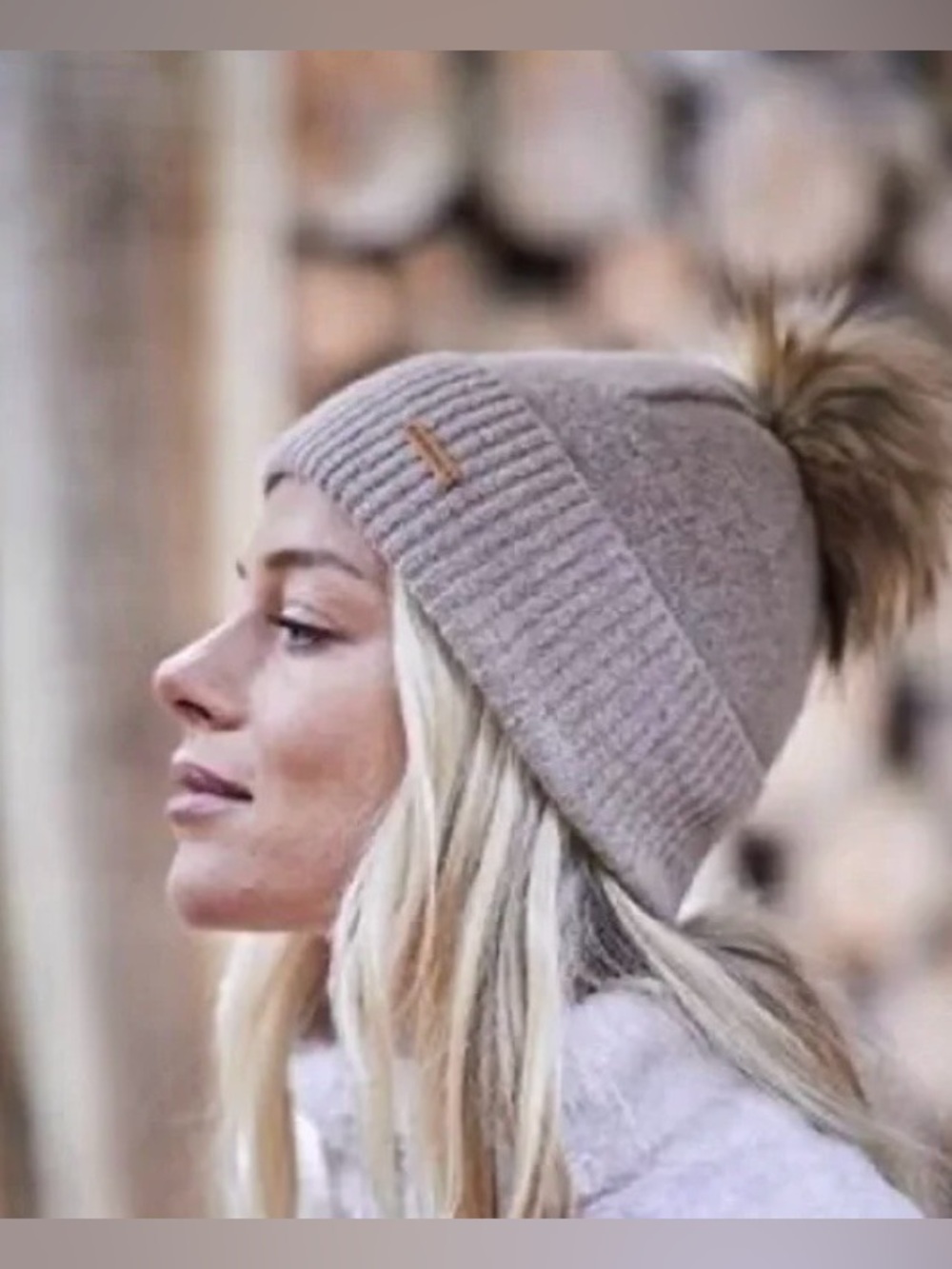 [$95] NWOT Beanie detachable Faux Fur pompom STARLING Lavender (Blush Pink/Lilac